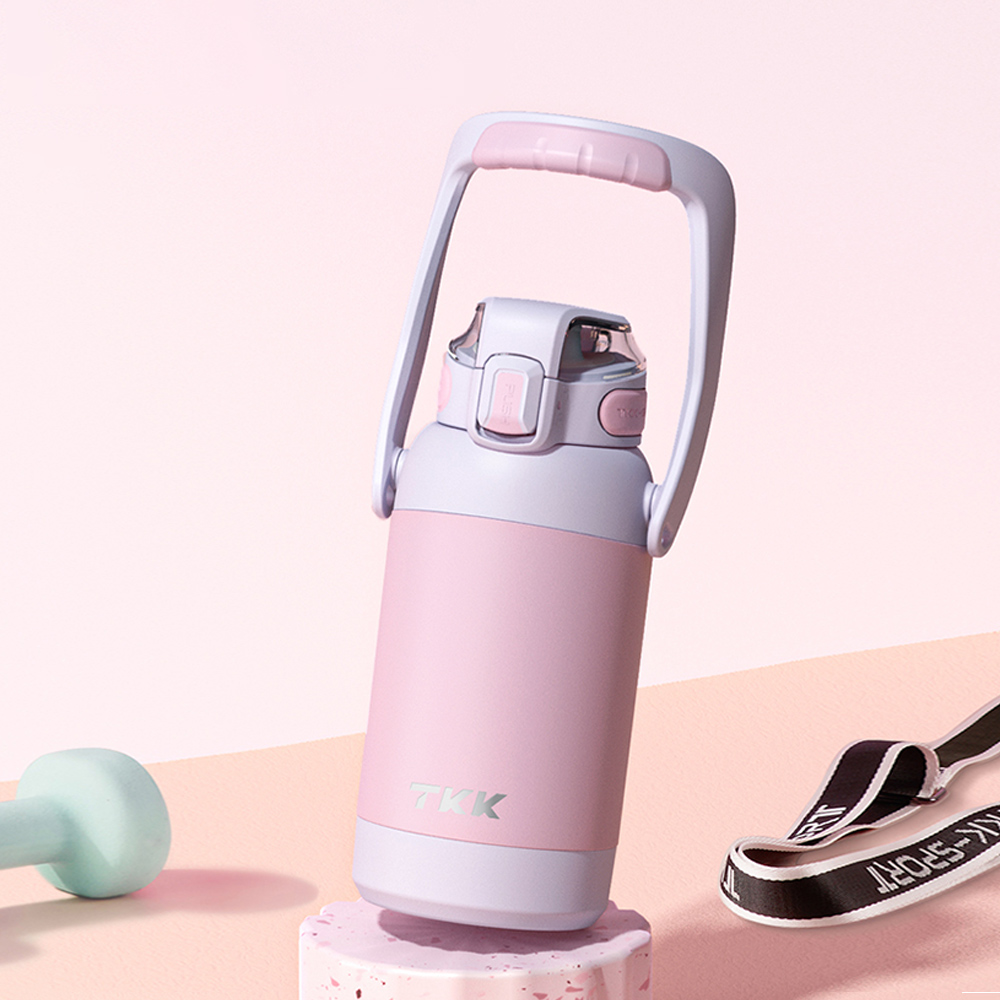 【TKK】獵鷹系列316不鏽鋼 手提+背帶 直飲+吸管 大容量保溫杯壺 運動水壺1100ML-暗夜黑, , large