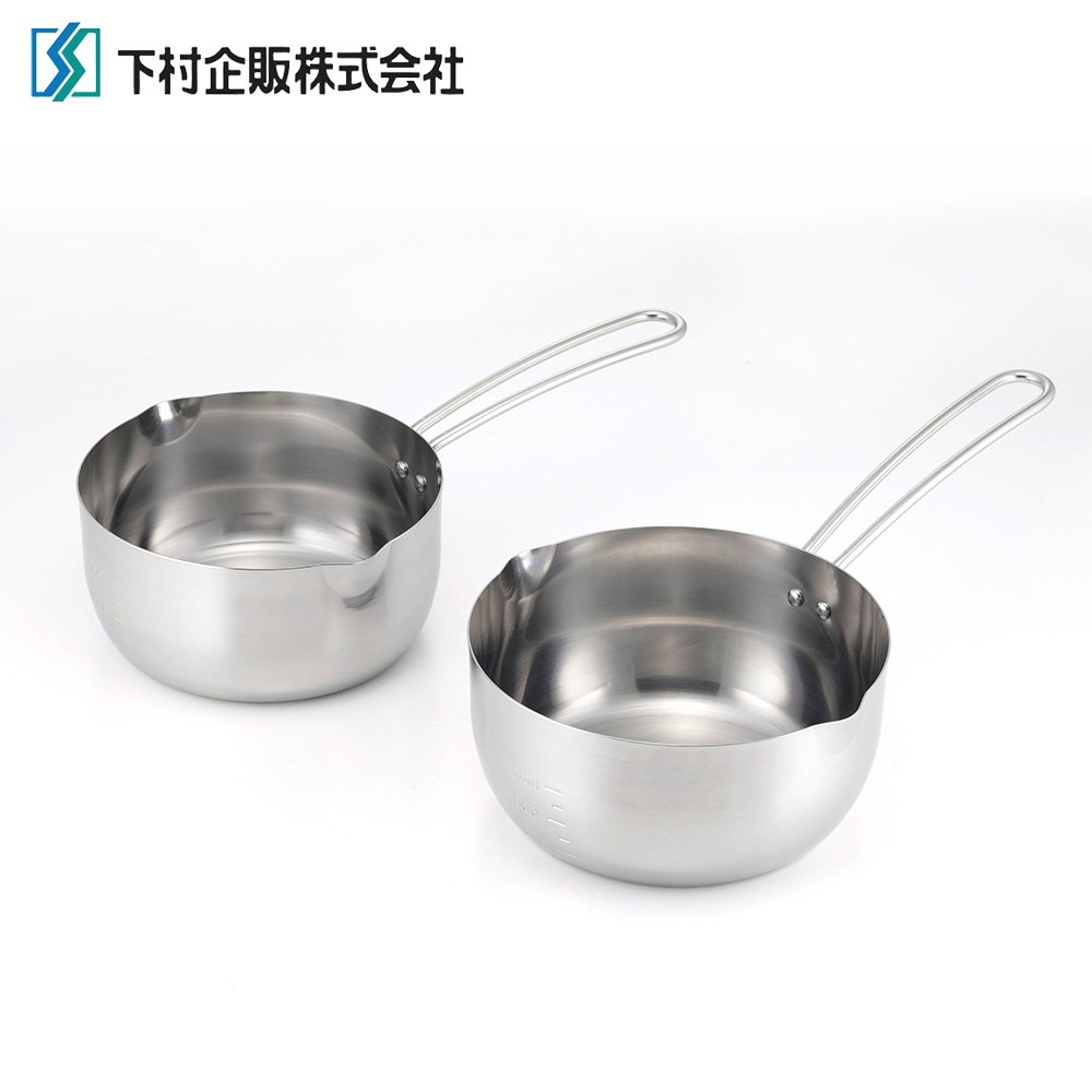 【下村企販】日本製全不鏽鋼泡麵鍋單手鍋 2件組(16cm +18cm/洗碗機可用), , large