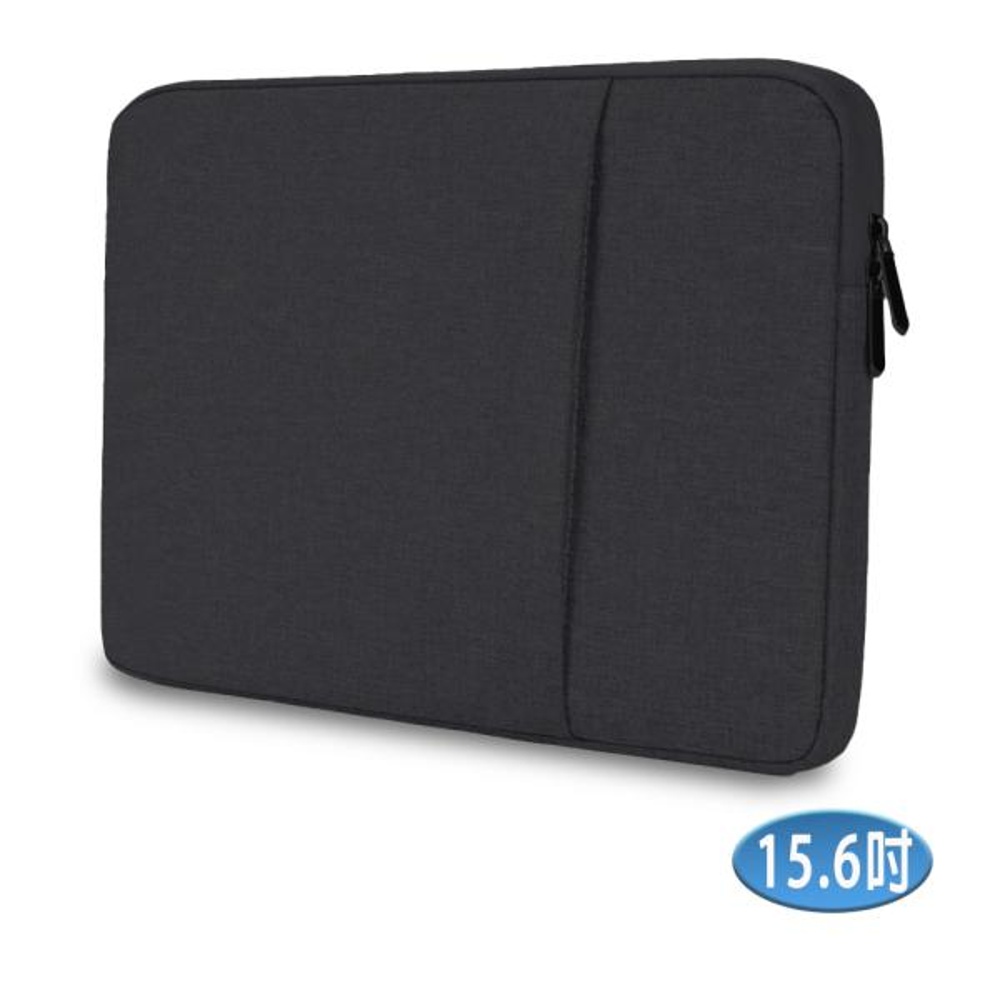15.6-inch LB13K Urban Minimalist Series iPad/Mac/Tablet/Laptop Front Zipper Pocket Protective Sleeve (Classic Black), 黑, large