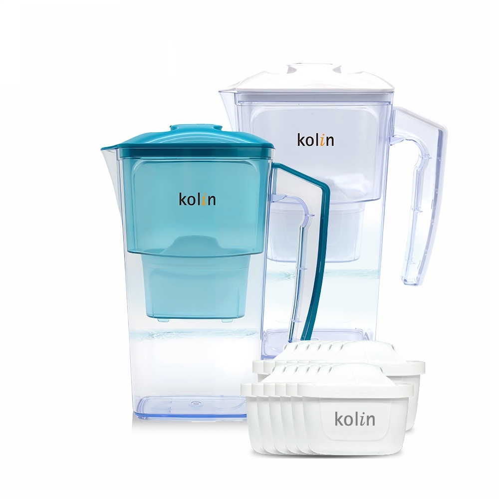 【kolin 歌林】日系窄身濾水壺2.5L+濾芯12入(共13芯/適用Brita), , large