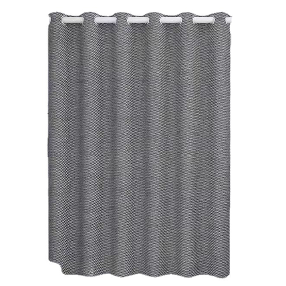 Thickened Roman-style shower curtain (240cm wide x 200cm high) made of imitation linen polyester fabric with large perforations, suitable for Nordic and waterproof applications.