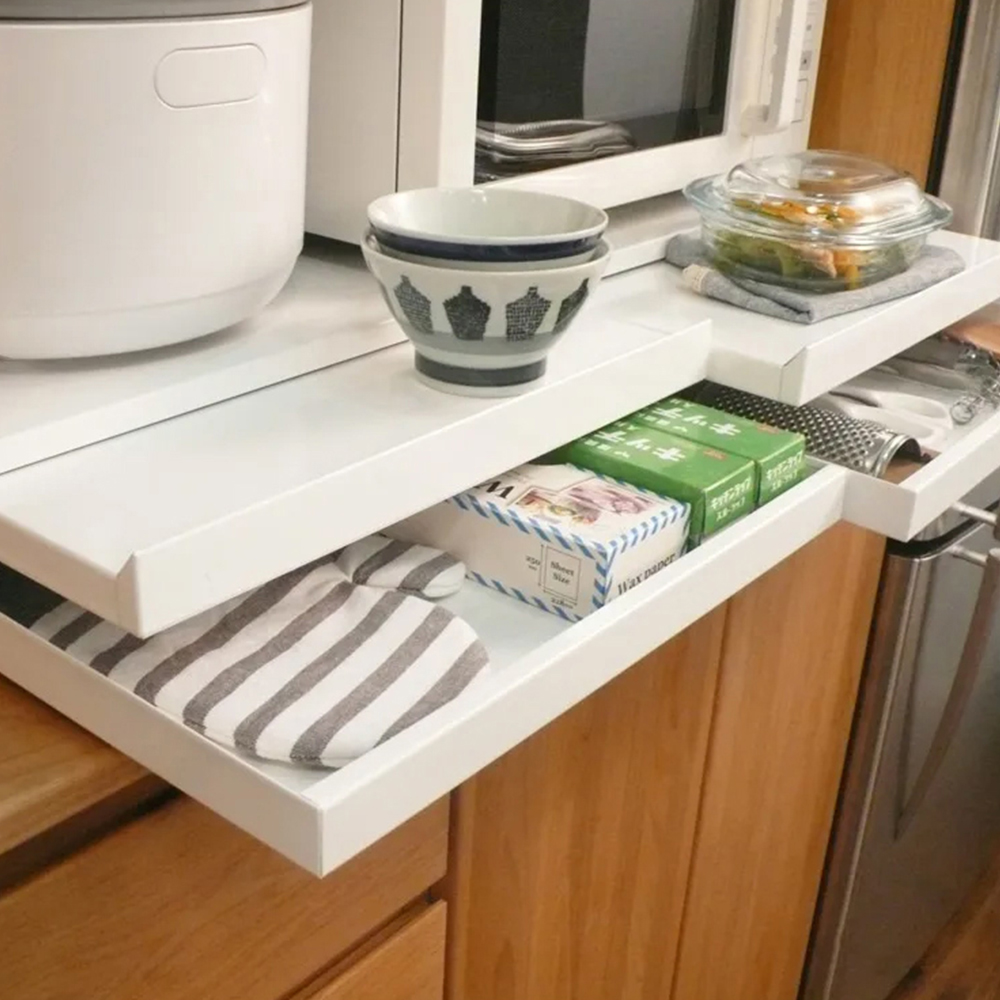 【adachi】日本製廚房電器多功能收納雙層抽屜式工作台80cm(可延伸廚房作業空間), , large