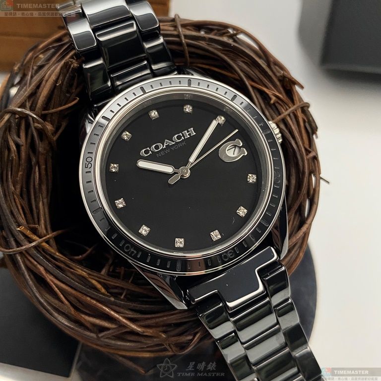 [星晴錶業]COACH手錶,36mm,CH00103黑色錶面黑錶殼深黑色陶瓷錶帶款, , large