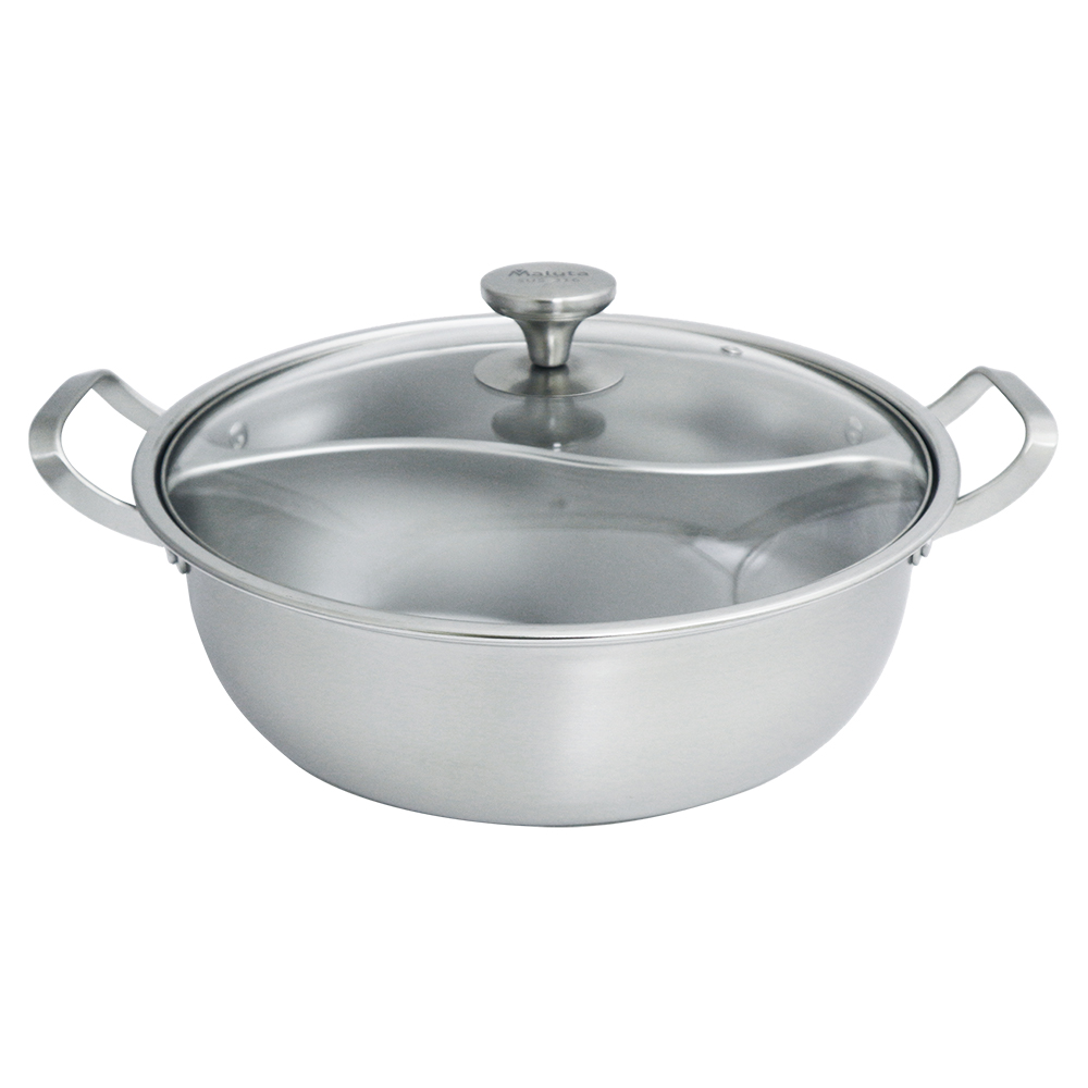 瑪露塔316不鏽鋼鴛鴦火鍋-附鍋蓋-33cm-1組, , large