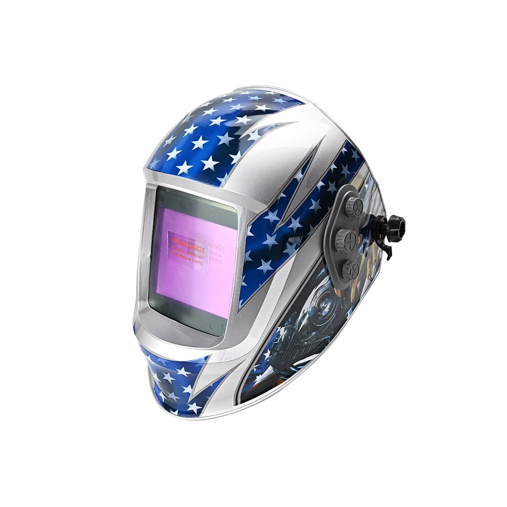 台灣現貨！專業型 自動變光電焊面罩 大視窗 研磨 遮光度5-13 太陽能 氬弧焊燒焊面具 全自動銲工防護焊帽, , large