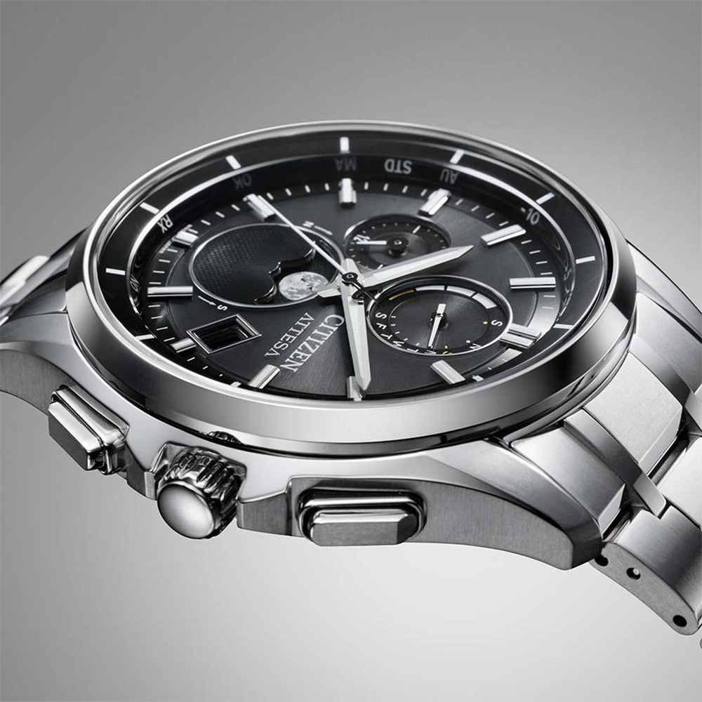 CITIZEN 星辰 月相 超級鈦 光動能電波萬年曆手錶 BY1001-66E, , large