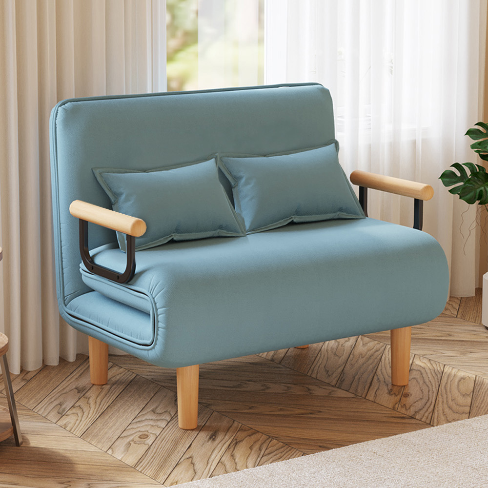 【AOTTO】100公分加大款多功能懶人折疊沙發床-藍色(SF-004B), , large