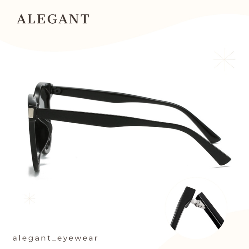 沐月黑鑲嵌鈦銀金屬方框TR90偏光墨鏡/UV400太陽眼鏡〔ALEGANT〕, , large