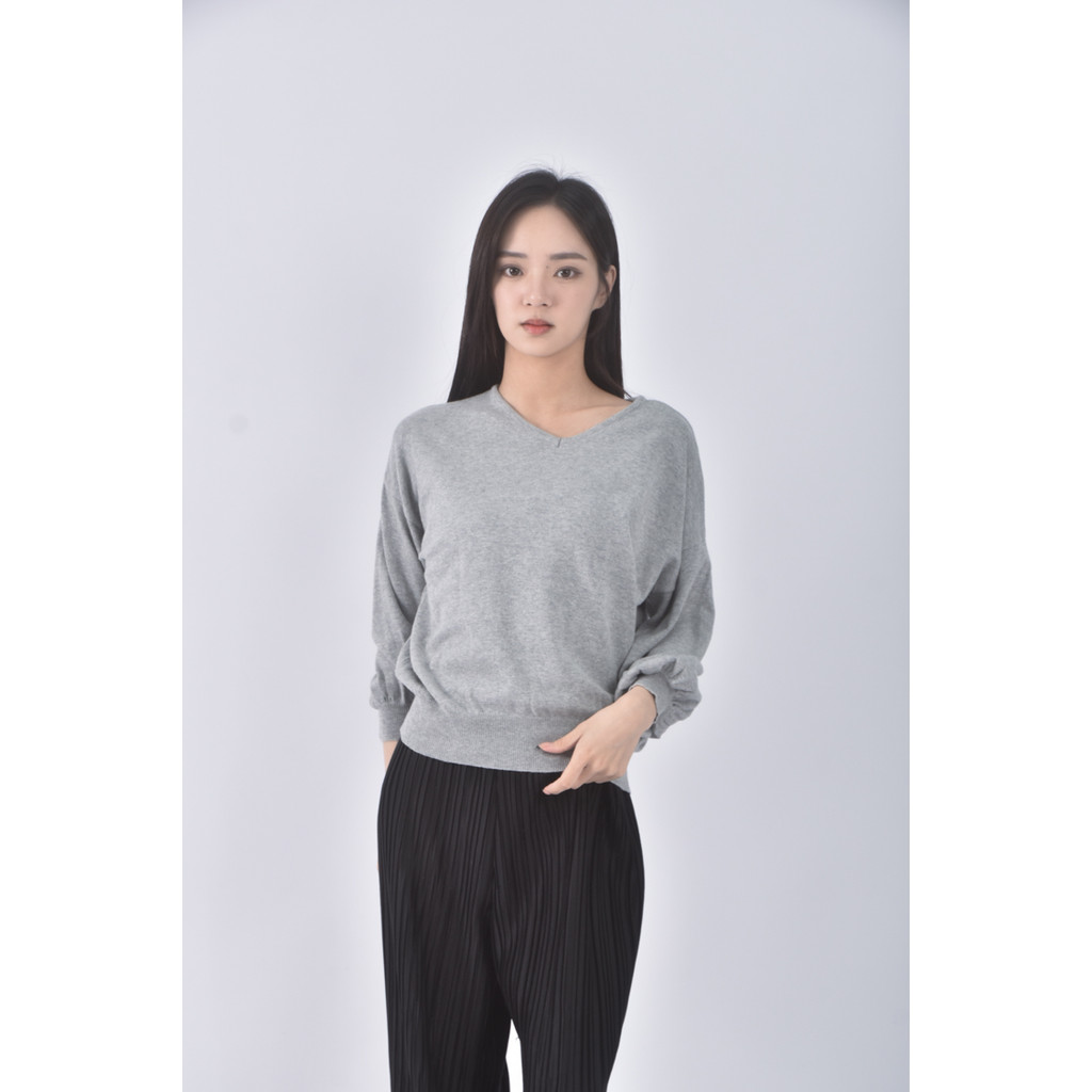 (XL) hunch質感V領灰色長袖上衣二手衣, , large
