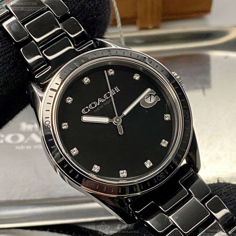 [星晴錶業]COACH手錶,36mm,CH00103黑色錶面黑錶殼深黑色陶瓷錶帶款, , large