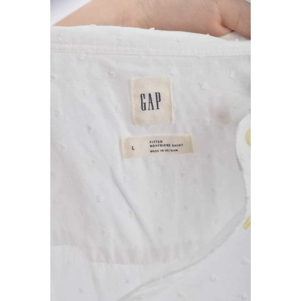 (L) gap質感點點白色長袖上衣二手衣, , large