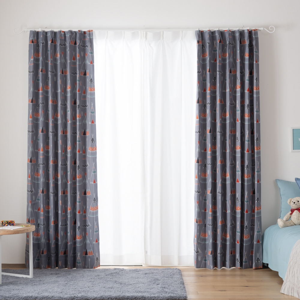 Ready-Made Curtains – Set of 2 Panels – "Camp Adventure" Printed Design – Width 100cm, Height 165/210/240cm – Made in Taiwan – Kids’ Room – Machine Washable, , large