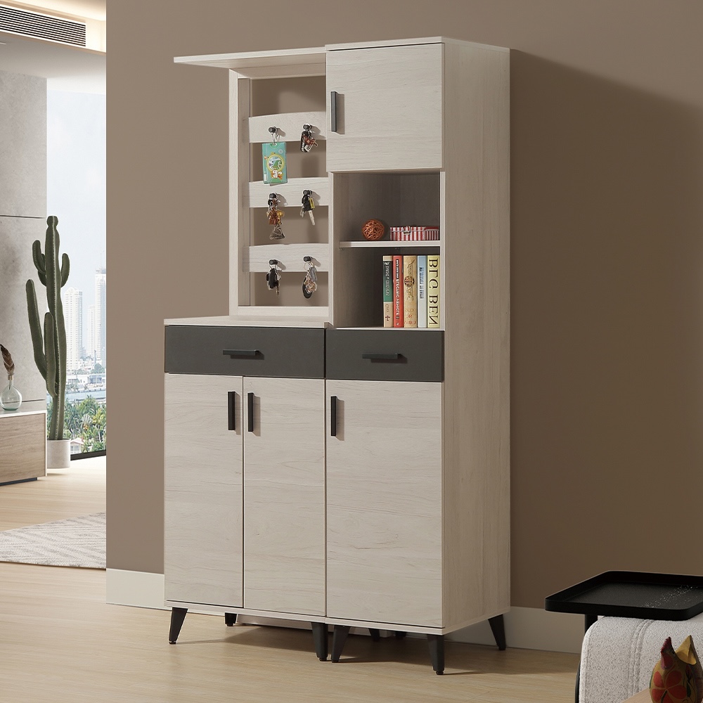 【唯熙傢俱】米可橡木白2尺鞋櫃, , large