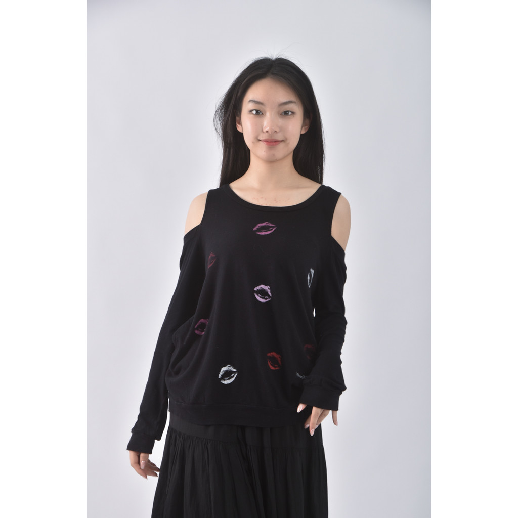 (S) lauren moshi棉質純棉黑色長袖上衣二手衣, , large