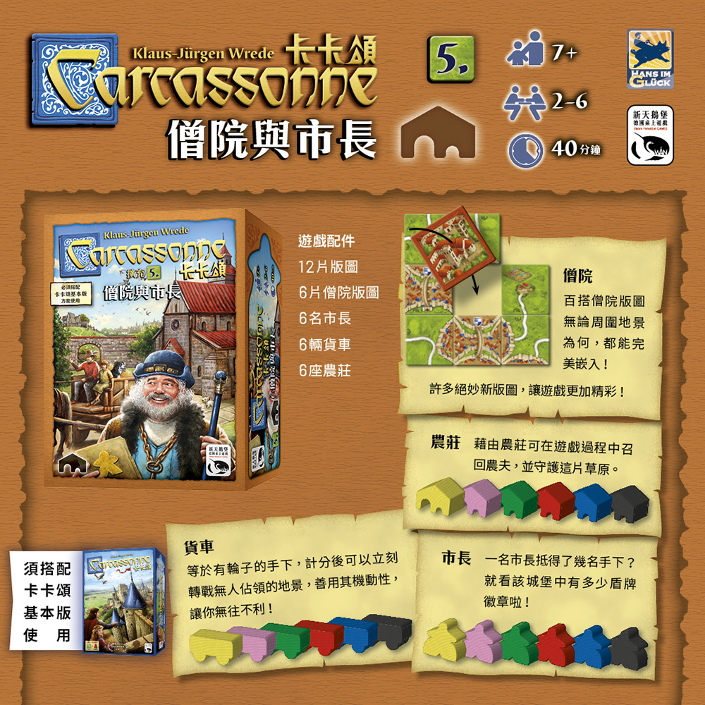 【新天鵝堡桌遊】卡卡頌2.0僧院與市長擴充, , large
