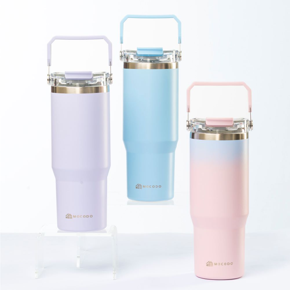 伴佳家 陶瓷雙飲提提杯 粉藍漸層, , large