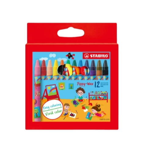 【德國天鵝STABILO】 Yippy-wax 趣味蠟筆 12色(ST2812)