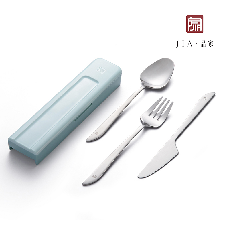 【JIA品家】環保不鏽鋼 靜音隨行餐具3件組 湖水藍, , large