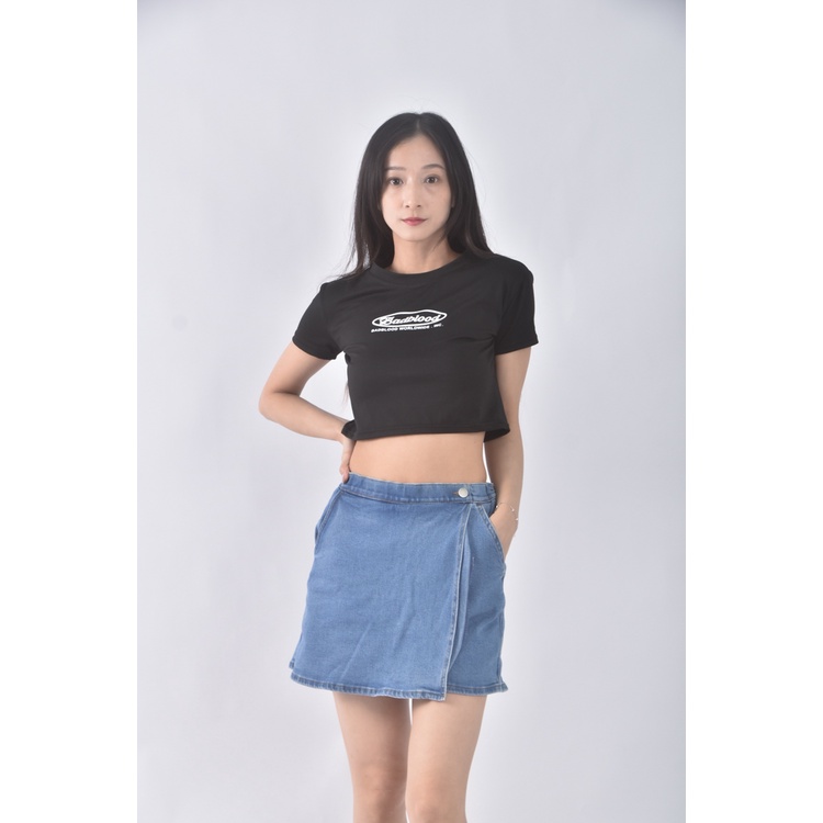 (S) uniqlo高腰丹寧牛仔質感棉質藍色短褲二手衣, , large