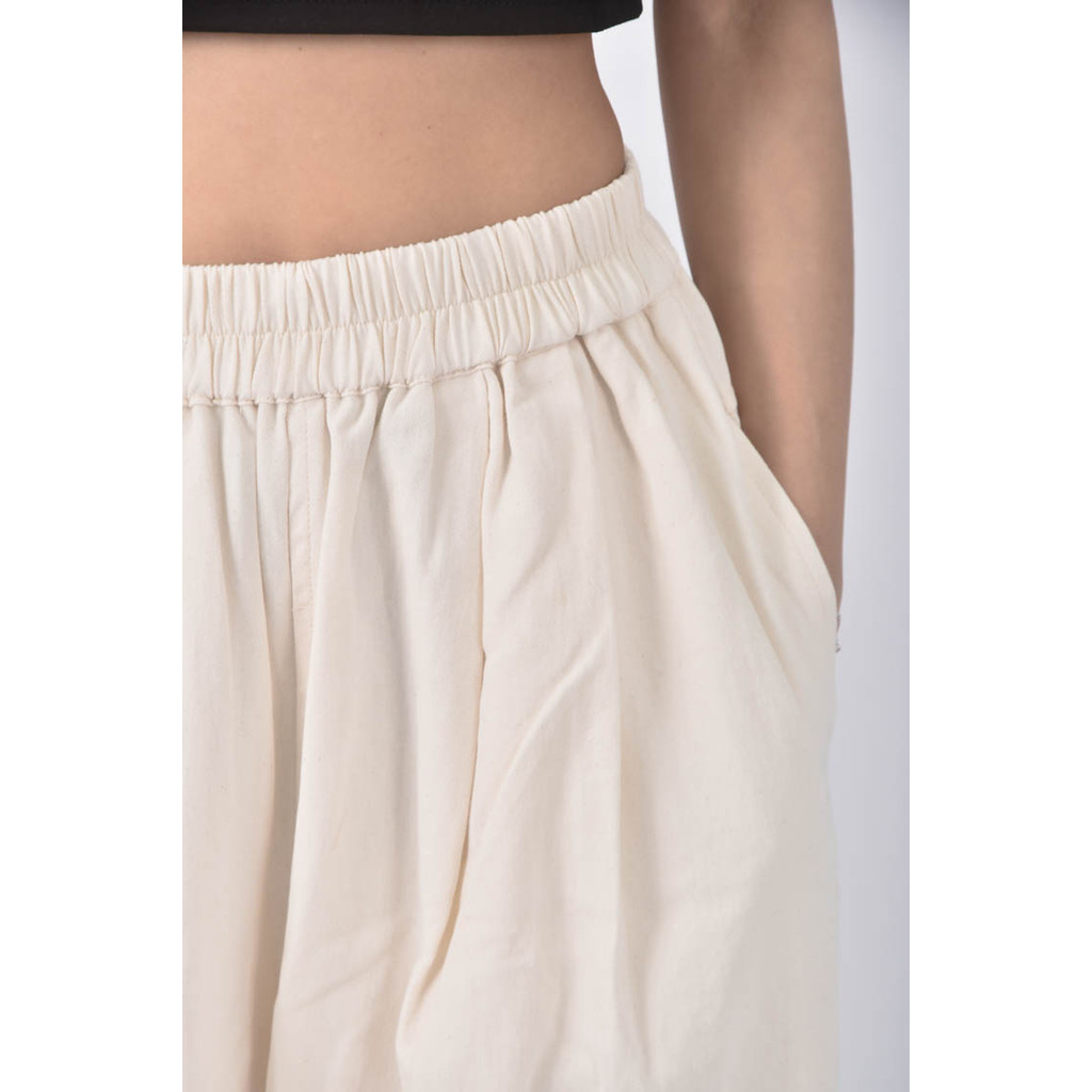 (M) 邊縫高腰棉質純棉杏色長褲二手衣, , large