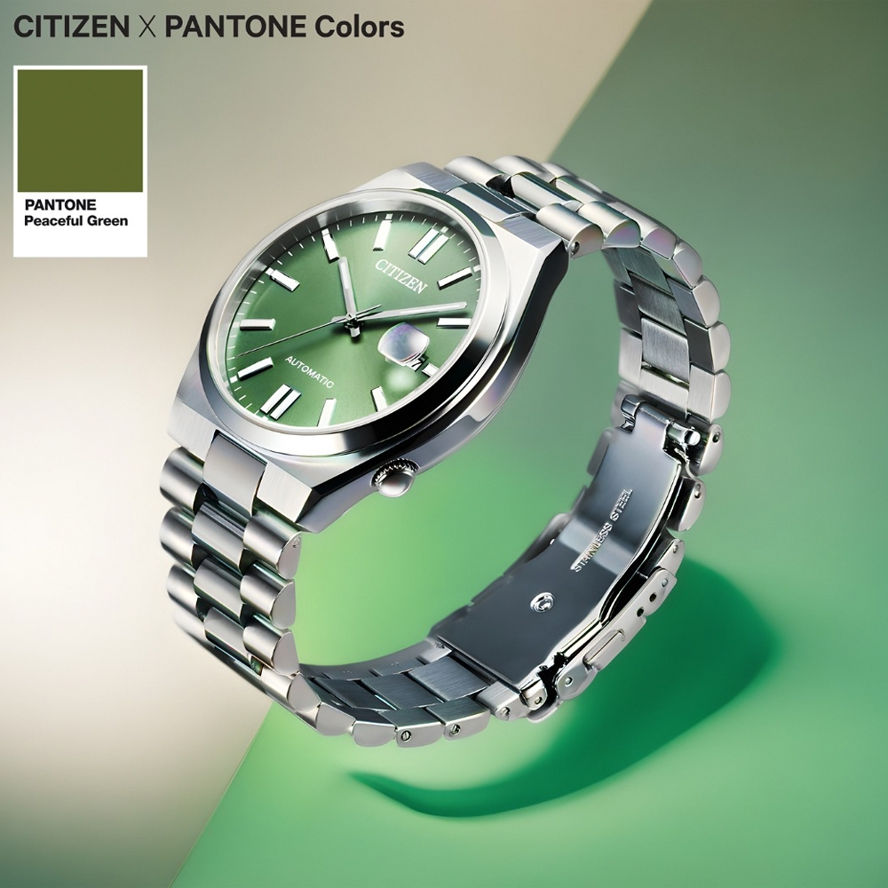 CITIZEN 星辰 X PANTONE Nowstalgia亞洲限定沉穩綠經典機械錶 NJ0158-89Z, , large