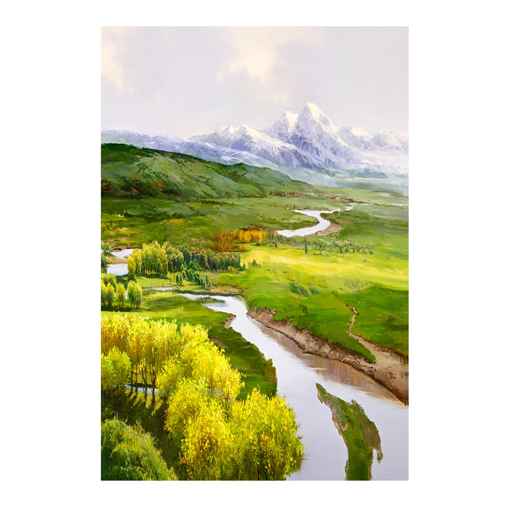 【御畫房】天山溪流 國家一級畫師手繪油畫60&times;90cm(VF-102), , large