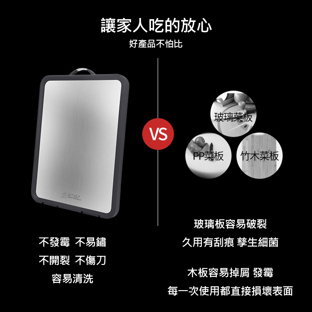【H&R安室家】304不鏽鋼 43cmX30cm可站立雙面砧板, , large