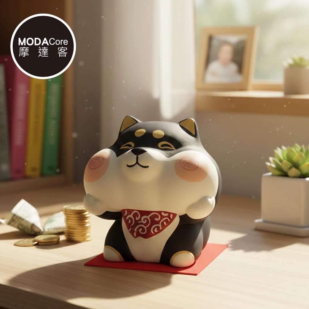 【摩達客】◉開運招財◉日本進口可愛黑色大臉柴犬招財狗 撲滿存錢桶擺飾桌飾, , large