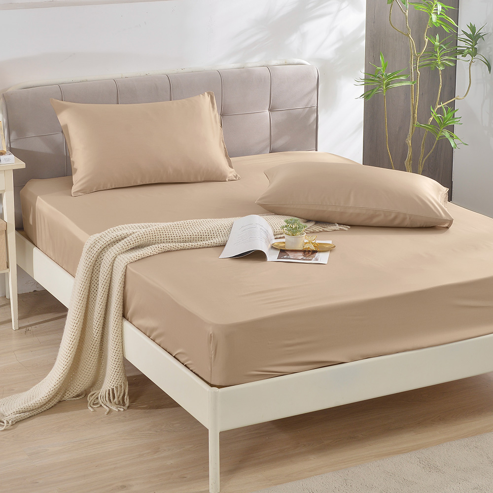 【FOCA】Hazelnut Caramel | Tea Time 60 Thread Tencel Cotton Bed Sheet Pillowcase Set - Single, 榛果焦糖, large