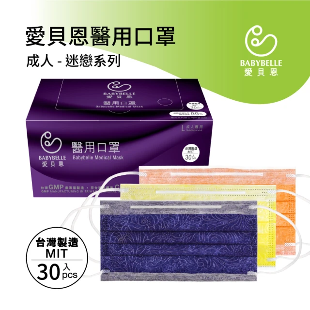 【BABYBELLE 愛貝恩】成人平面醫用口罩-圖案系列 30入 多款式選擇, , large