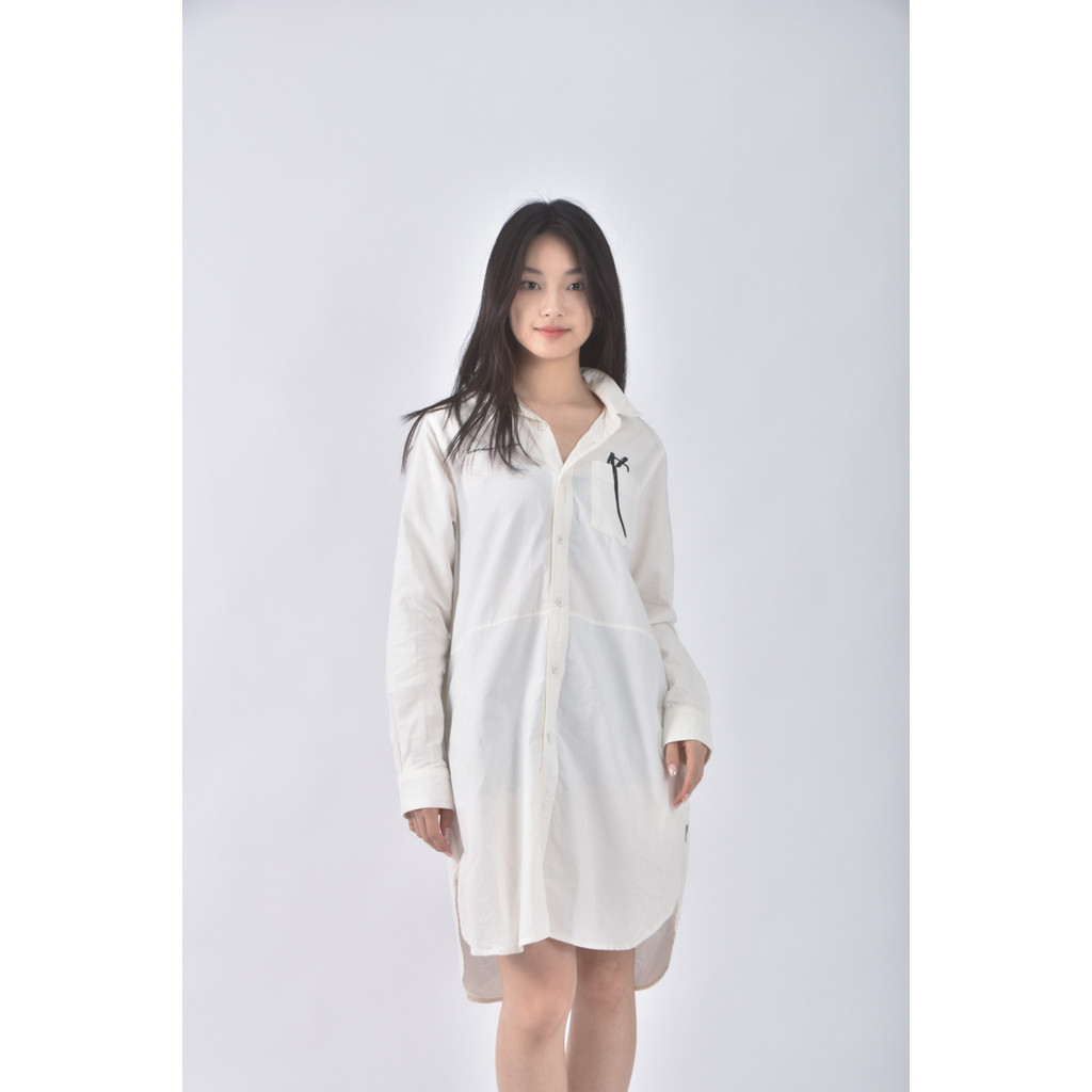 (M) ichocolate質感棉質純棉白色洋裝二手衣, , large