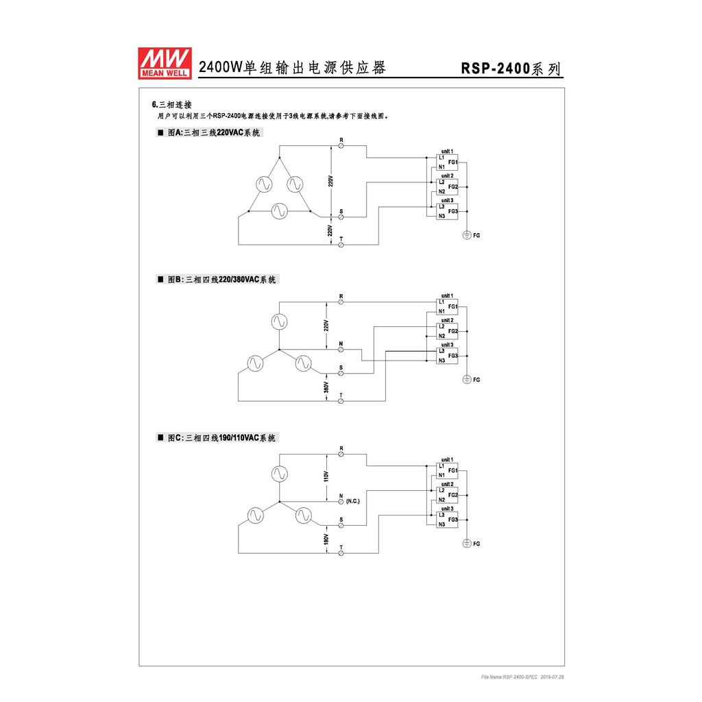 明緯 2400W單組輸出電源供應器(RSP-2400-24), , large