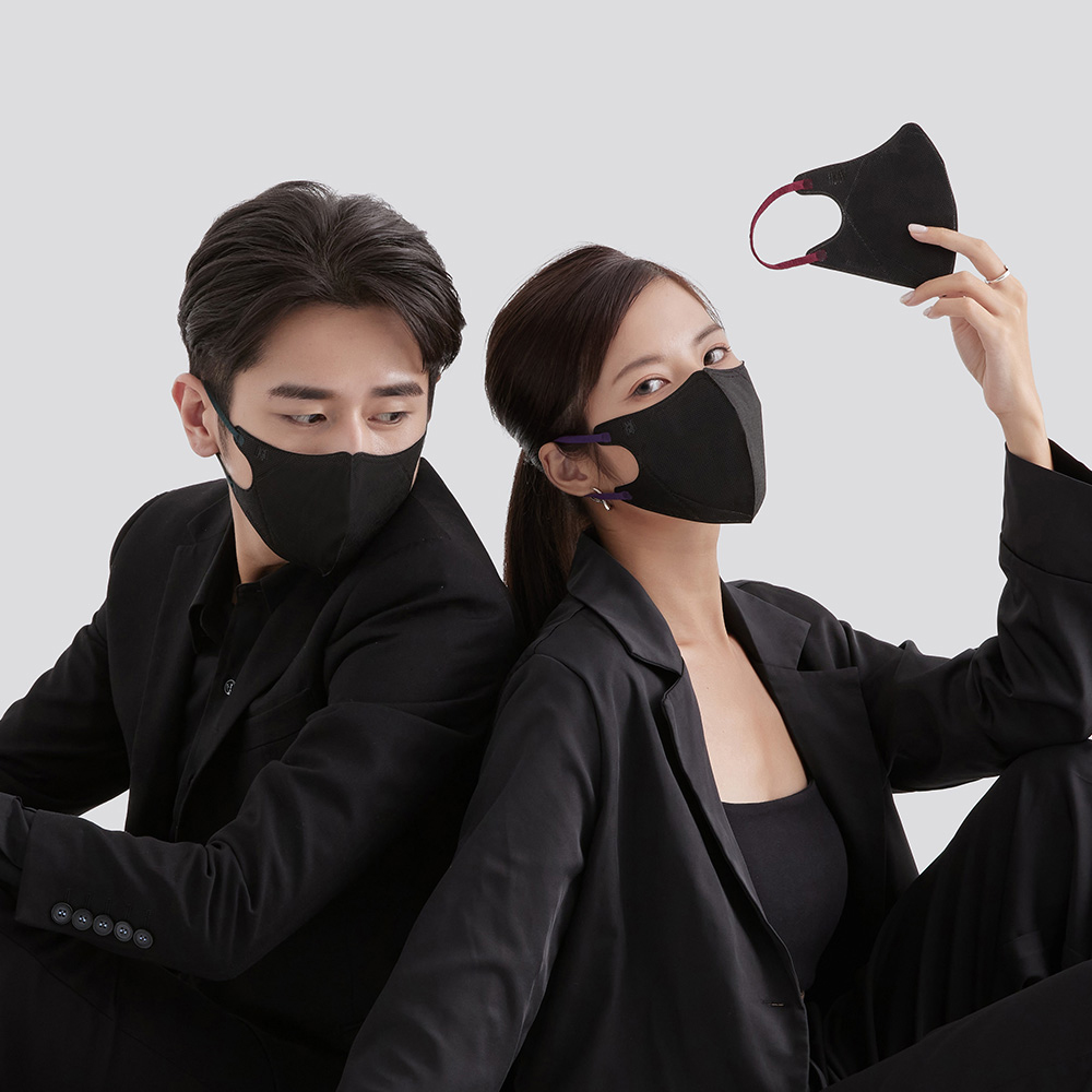 【Blue Eagle】Minimalist Black Series N95 3D Adult Medical Face Mask (3 Colors Mix ) 30 pack, 曜綠、酒紅、靛紫, large