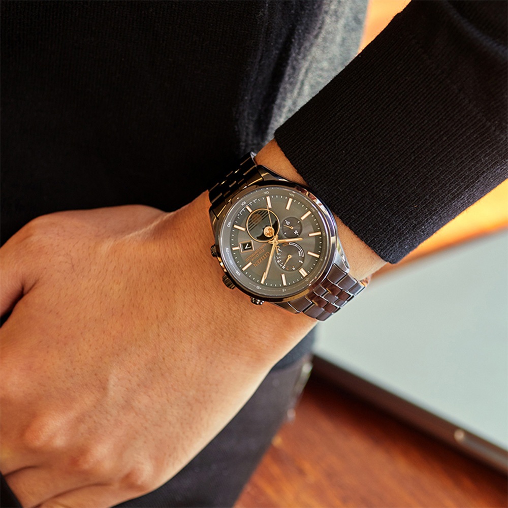 CITIZEN 星辰 韋禮安廣告款 曜月款 光動能電波萬年曆月相手錶 BY1037-51H, , large