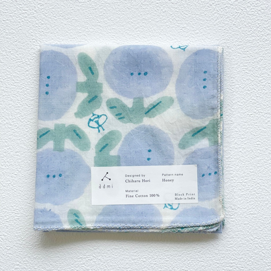 日本設計/印度製造 admi 全棉 方形 45x45 cm 手帕 手巾 (Honey 03), , large