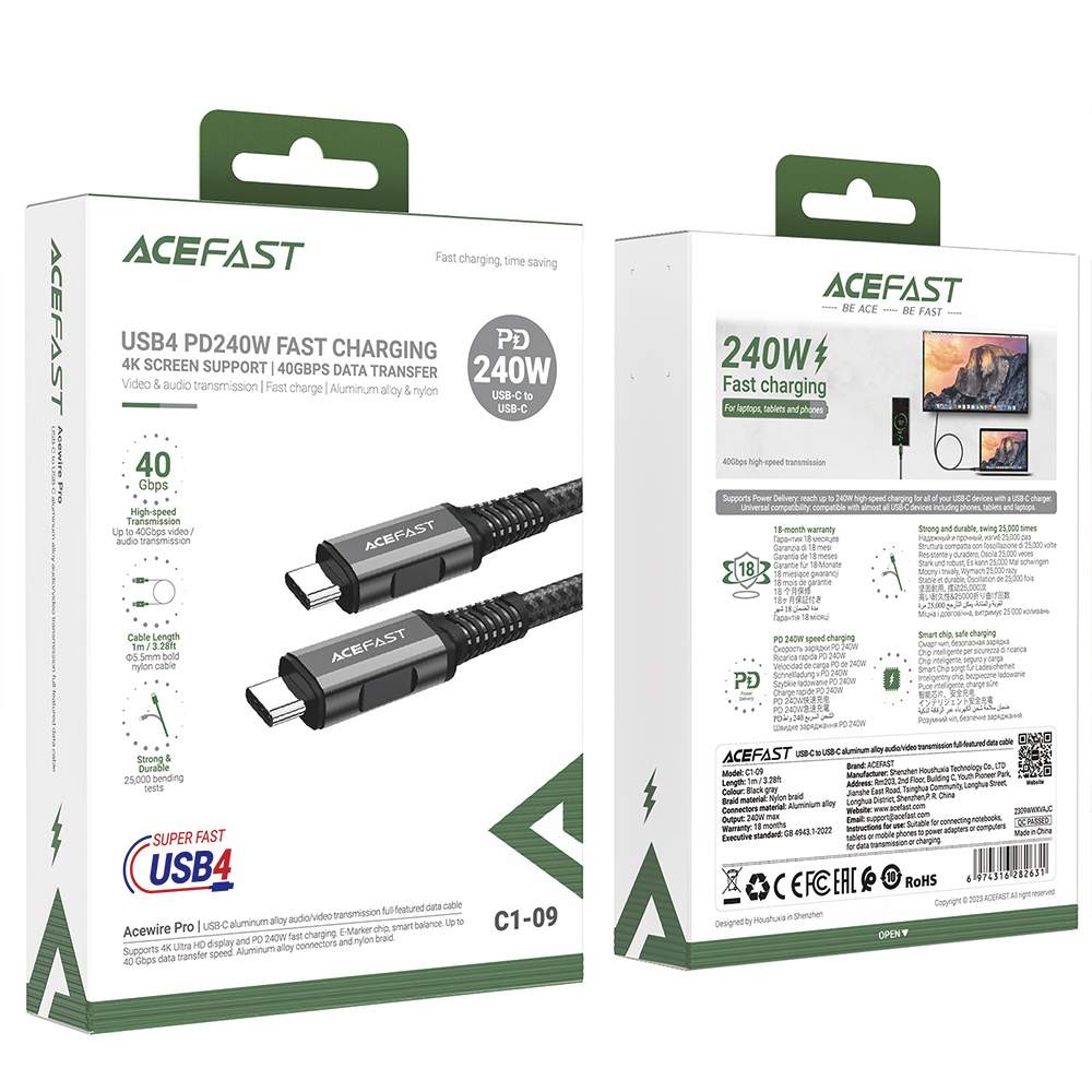 【ACEFAST】USB4 PD 240W Fast Charging Cable, , large