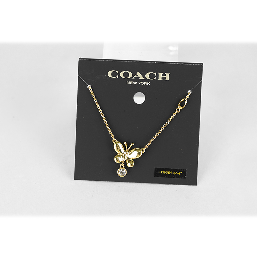 COACH 蝴蝶造型及水鑽項鍊/金色, , large