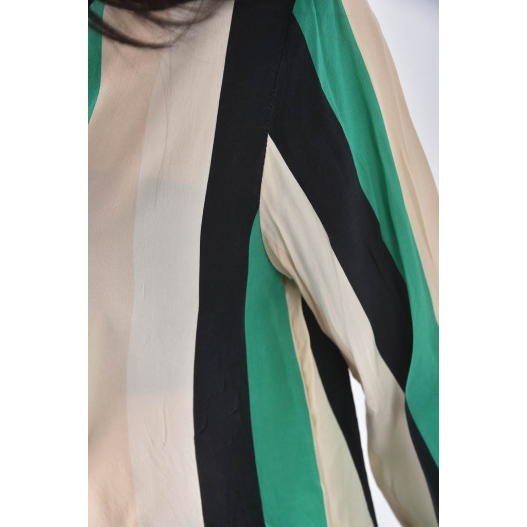 (S) 條紋綠色長袖上衣二手衣, , large