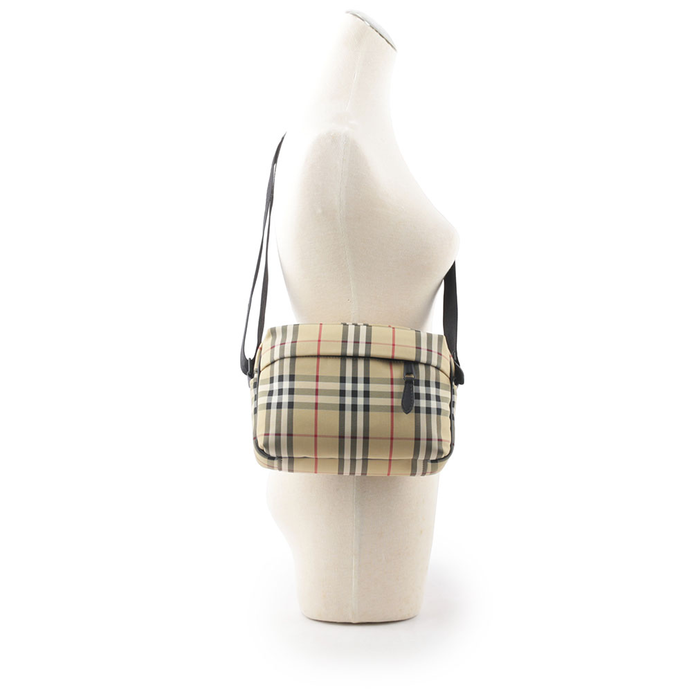 BURBERRY Paddy 格紋尼龍帆布拉鍊斜背包/經典米色, , large