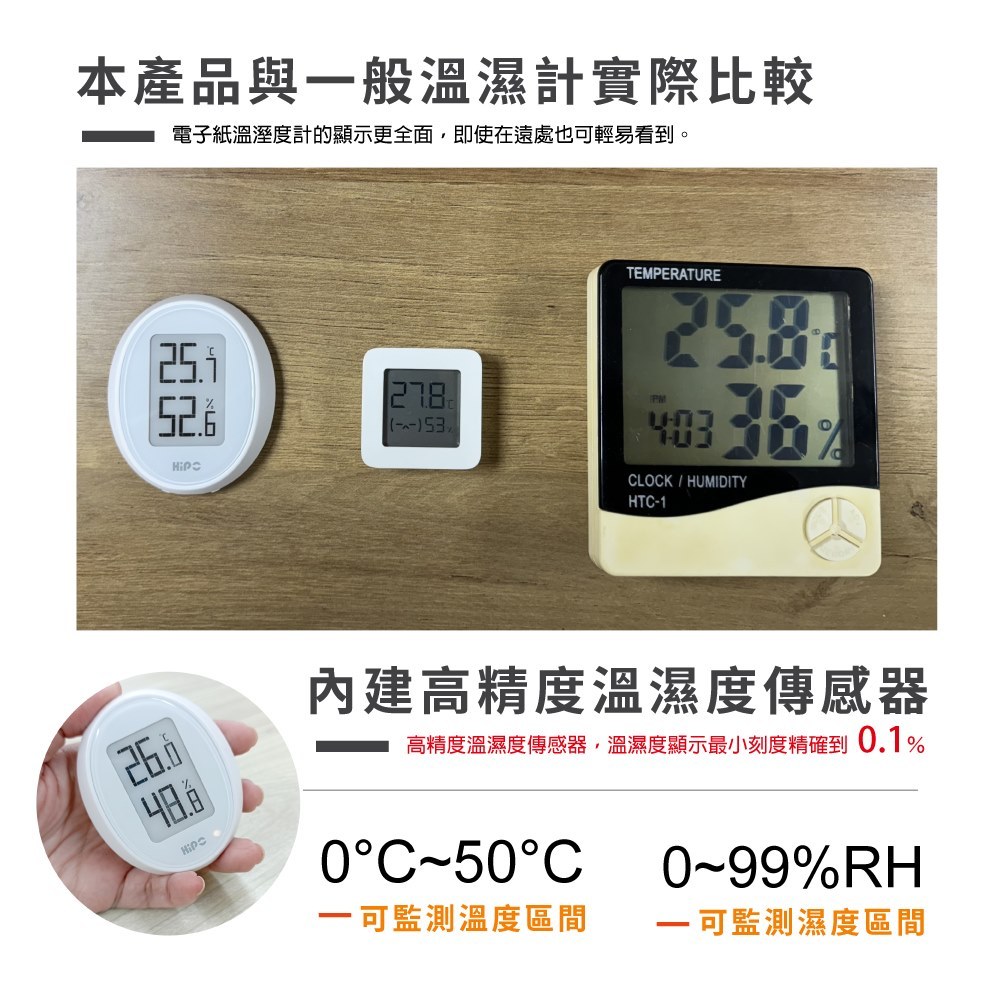 【GREENON】電子紙溫濕度計 採用e-ink電子墨水技術 環保省電 續航力高, , large