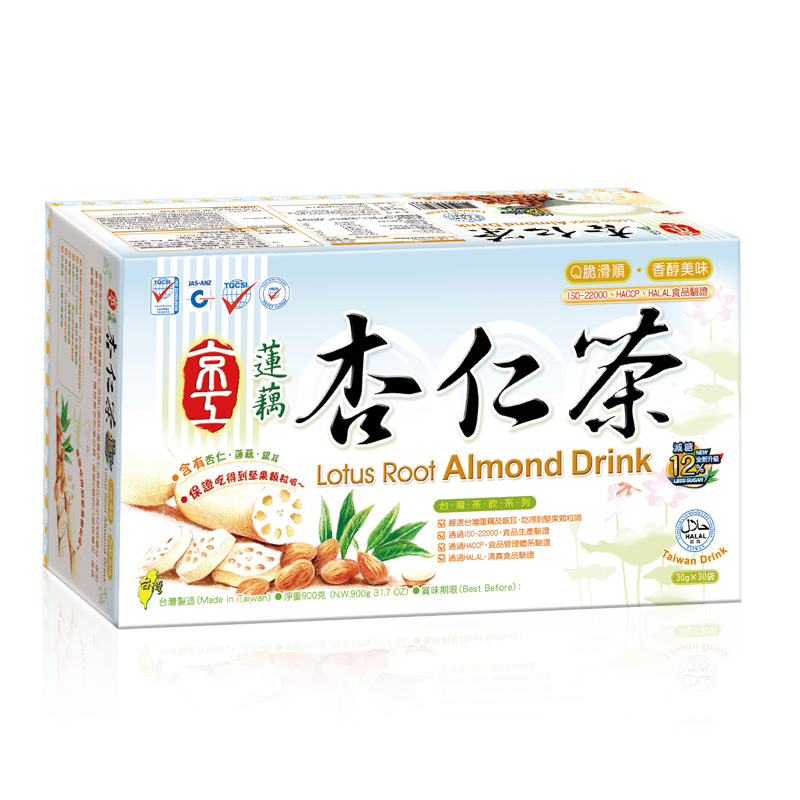【京工】 蓮藕杏仁茶-全新升級 30 g*30包/盒 即沖即飲 常温 奶素食, , large