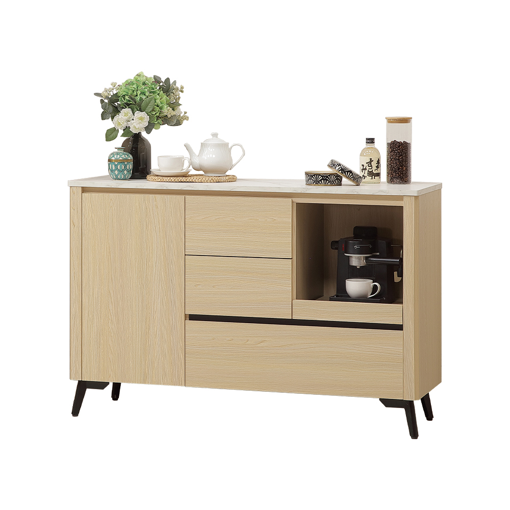 【唯熙傢俱】萊恩黃橡木4尺仿石紋餐櫃