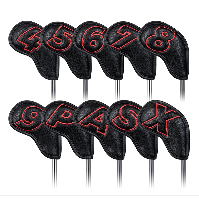 Craftsman Golf Iron Headcovers｜Set of 10 (Red/Black)