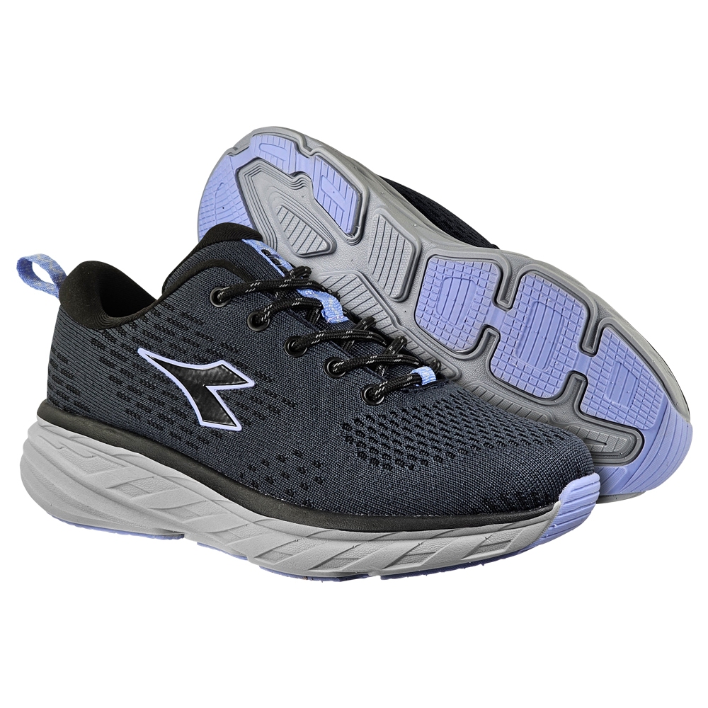 DIADORA迪亞多那 輕量避震慢跑鞋 女運動鞋 女鞋 透氣 針織 高彈鞋墊 緩震 回彈 吸震 厚底 耐磨 防滑 黑 紫, , large