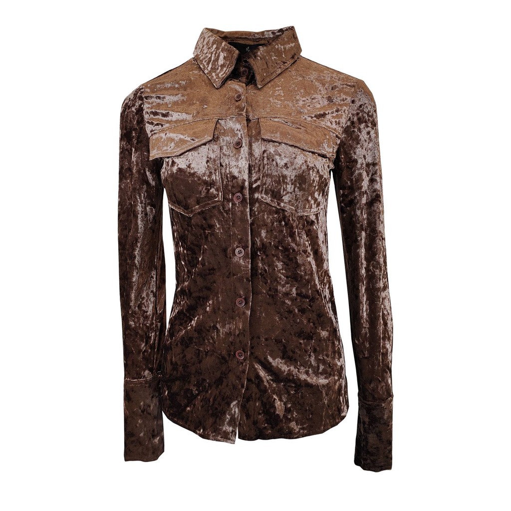 ICY泰迪棕天鵝絨反光襯衫, , large