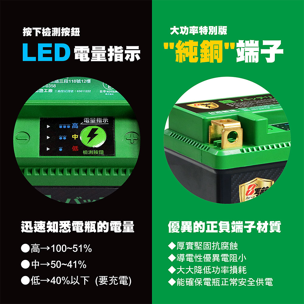 【KOTSURU】MP-7A 8馬赫 鉛轉鋰超動力機車電瓶 鋰鐵啟動電池 12V 300CCA, , large