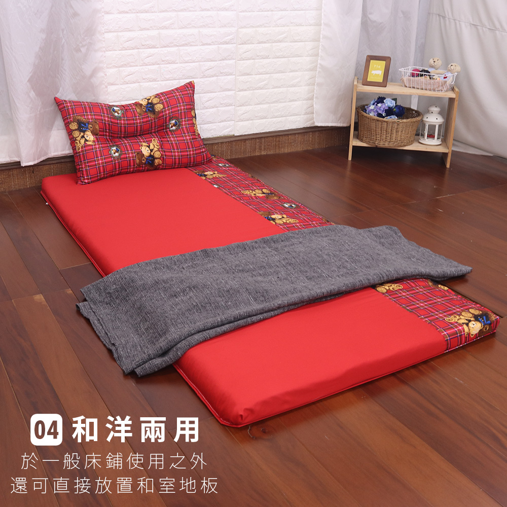 [台客嚴選] 英倫皇家熊竹面單人透氣床墊附枕 學生床墊 學生床墊 外宿床墊 台灣製, , large