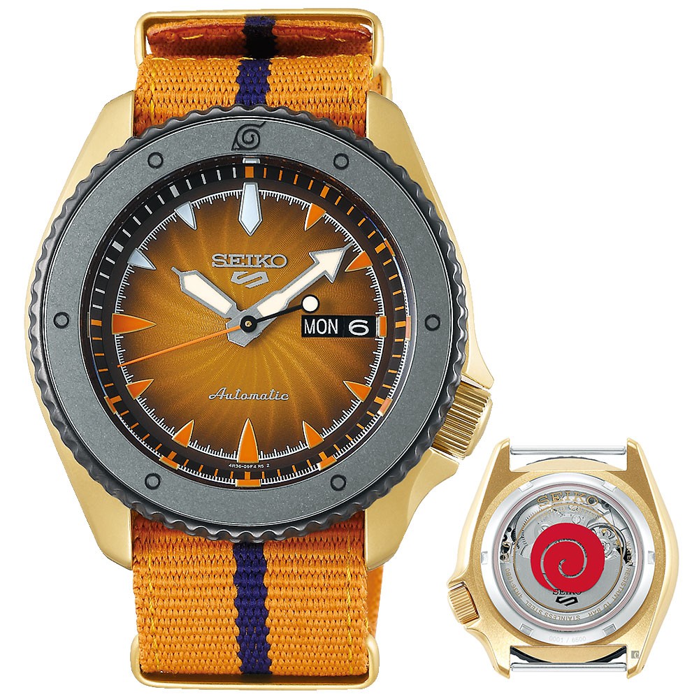 SEIKO 精工 5 Sports x 火影忍者 鳴人 聯名限量機械錶SRPF70K1/4R36-10B0O, , large
