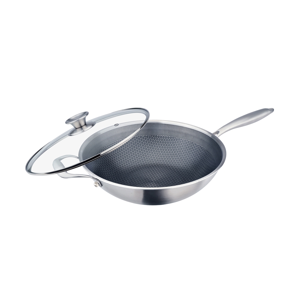 PERFECT 理想牌 鈦晶蜂巢式不沾炒鍋316不鏽鋼八層複合金附蓋 30cm單把炒鍋-Leidea樂德兒
