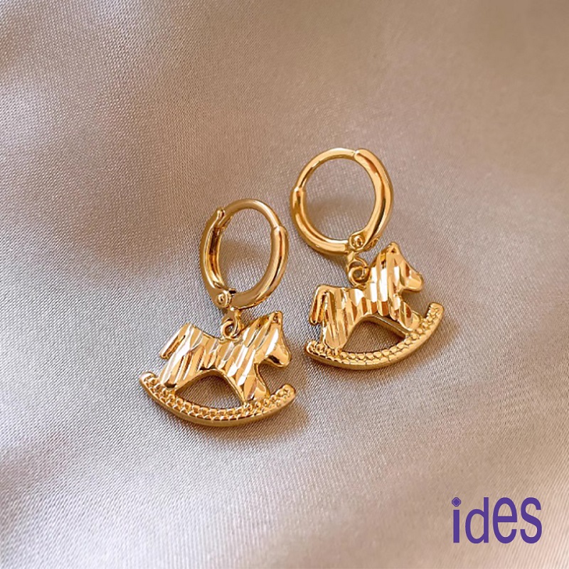 [ides愛蒂思] 輕珠寶時尚設計都會系列耳環/C圈金色小馬, , large